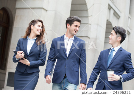business people walk on road business people walk on road 24896231