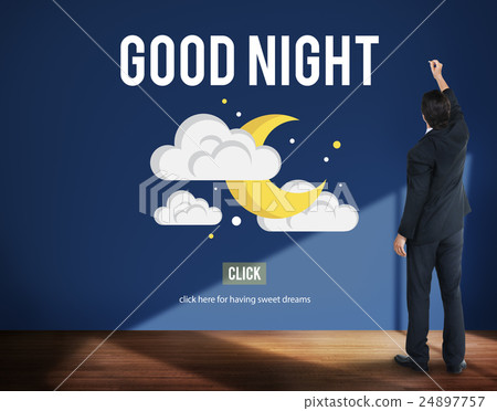 Good Night Sleepy Moon Stars Concept 24897757