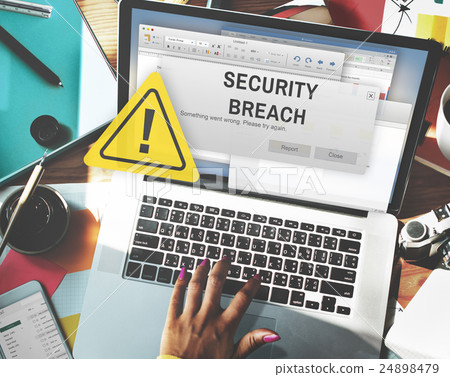 Security Breach Cyber Attack Computer Crime Password Concept Security Breach Cyber Attack Computer Crime Password Concept 24898479