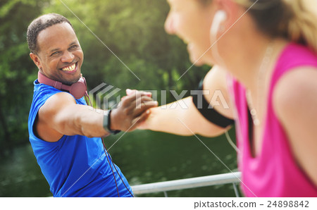 Friends Handshake Active Running Outdoors Concept 24898842