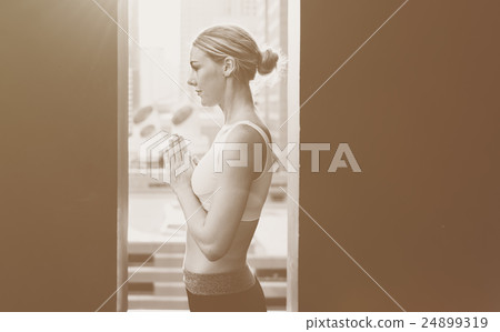 Woman Yoga Practice Pose Training Concept Woman Yoga Practice Pose Training Concept 24899319