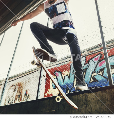 Skateboarder Trick Leisure Male Teenage Concept 24900030