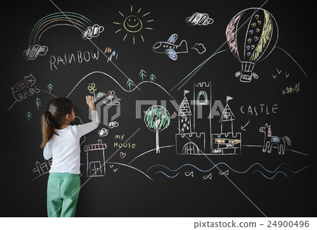 Blackboard Drawing Creative Imagination Idea Concept 24900496