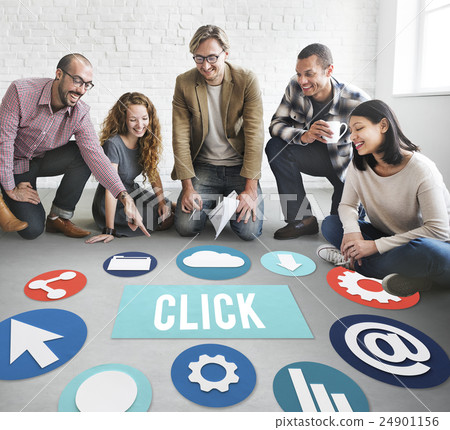 Click Network Button Communication Concept Click Network Button Communication Concept 24901156