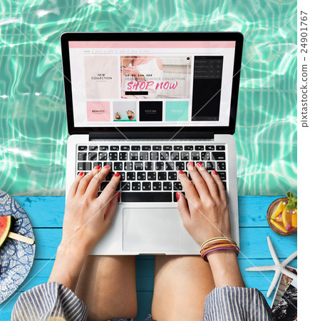 Beach Summer Computer Shopping Concept 24901767