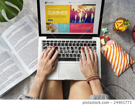 Laptop Searching Surfing Summer Website Conenction Concept Laptop Searching Surfing Summer Website Conenction Concept 24901771