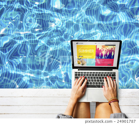 Laptop Searching Surfing Summer Website Conenction Concept Laptop Searching Surfing Summer Website Conenction Concept 24901787