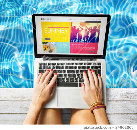 Laptop Searching Surfing Summer Website Conenction Concept Laptop Searching Surfing Summer Website Conenction Concept 24901803