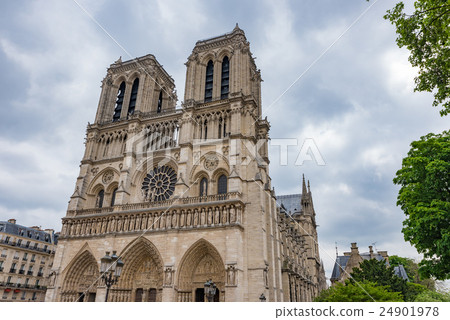 世界遺產巴黎圣母院大教堂 照片素材 圖片 圖庫