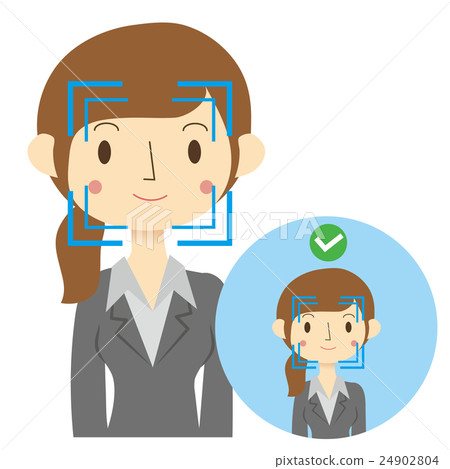 Woman doing face recognition, approval image 24902804