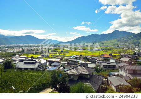 Railway JR East: Three big car trains in Japan Shinonoi line near trash 24904238