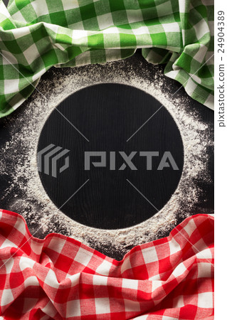 wheat flour and cloth napkin on wood wheat flour and cloth napkin on wood 24904389