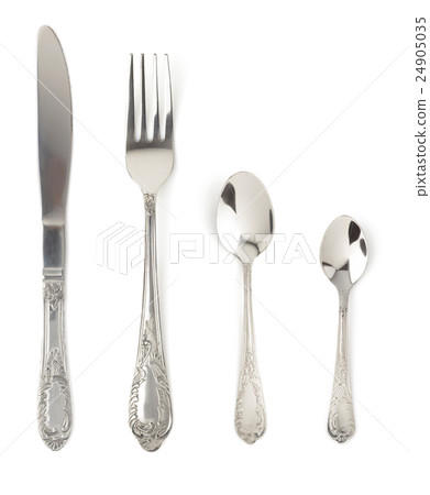 fork, knife and spoon isolated on white 24905035
