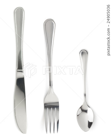 fork, knife and spoon isolated on white 24905036