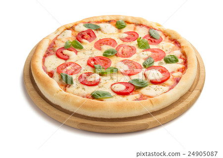 margarita pizza isolated on white margarita pizza isolated on white 24905087