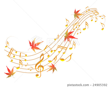 樂譜，五線樂譜，秋天的落葉，樂譜，高音符號，音符，秋天的落葉，秋天 24905392