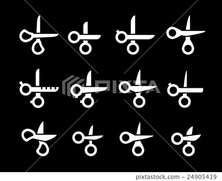 scissors collection on black background scissors collection on black background 24905419