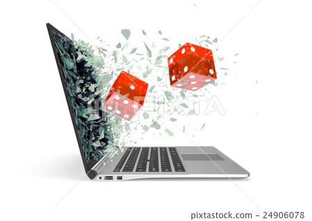 The concept of online games, isolated on white 24906078