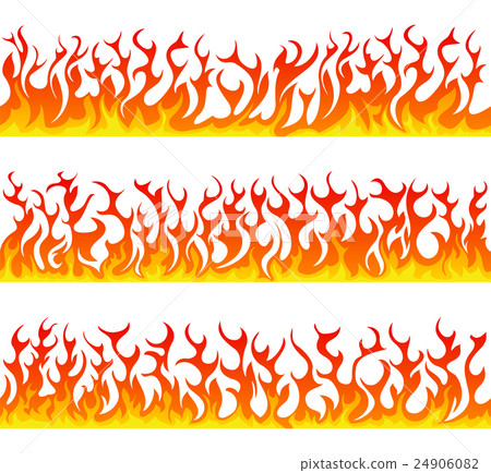 Seamless fire flames line vector set Seamless fire flames line vector set 24906082