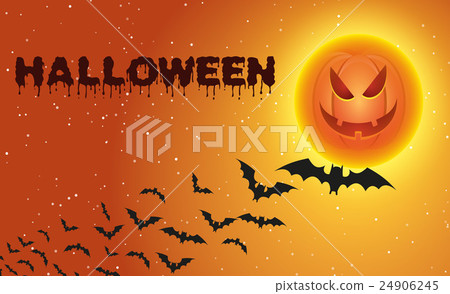 Halloween background with flying bats over moon 24906245