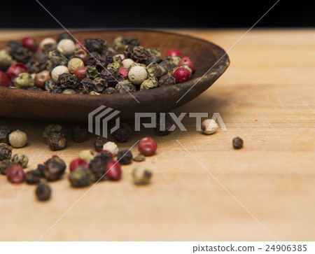 close up on pepper mix on wood close up on pepper mix on wood 24906385