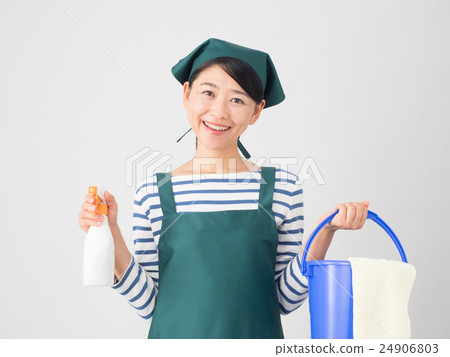 A young woman with detergent and bucket 24906803