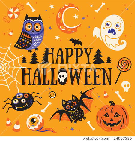 Happy Halloween Card Vector Illustration Stock Illustration