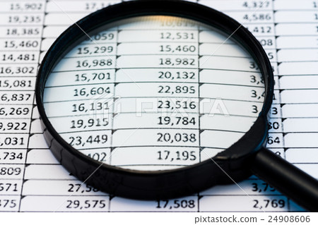 Business image analysis sheet and magnifying glass Business image analysis sheet and magnifying glass 24908606