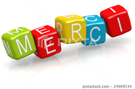 Merci word on the color cube block Merci word on the color cube block 24909534