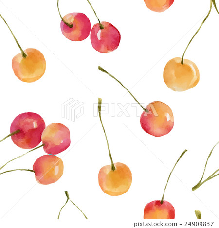 Watercolor cherries seamless pattern. 24909837