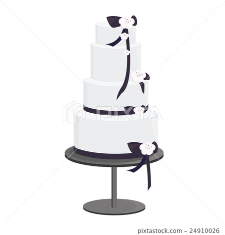 Black and White Ribbon Tower Cake Black and White Ribbon Tower Cake 24910026