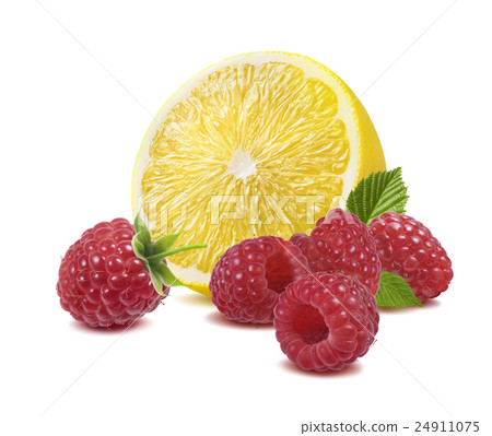 Lemon raspberry isolated on white background 24911075