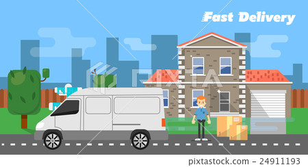 Fast delivery banner. Commercial vehicle. Fast delivery banner. Commercial vehicle. 24911193