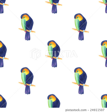 Watercolor seamless pattern with toucans Watercolor seamless pattern with toucans 24911507
