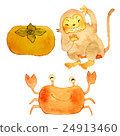 猴子，螃蟹和柿子的插圖 24913460