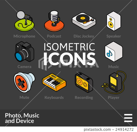 Isometric outline icons set 6 24914272