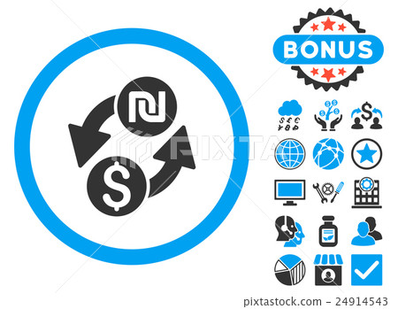 Dollar Shekel Exchange Flat Vector Icon with Bonus - Stock Illustration ...