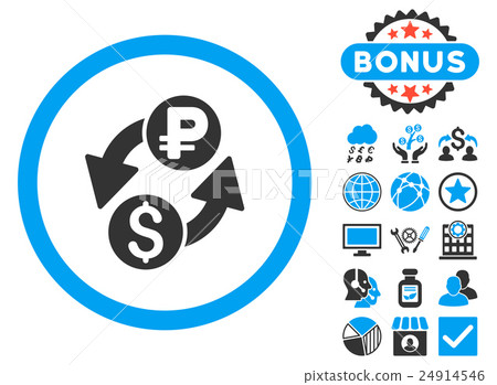 Dollar Rouble Exchange Flat Vector Icon with Bonus 24914546