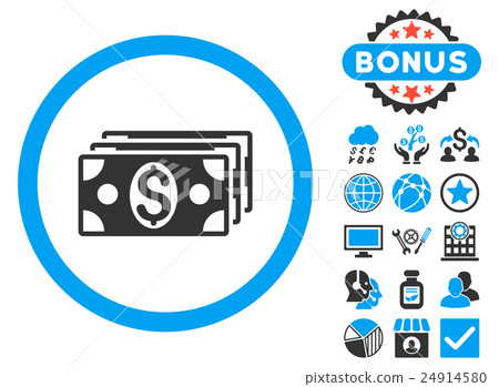 Dollar Banknotes Flat Vector Icon with Bonus Dollar Banknotes Flat Vector Icon with Bonus 24914580