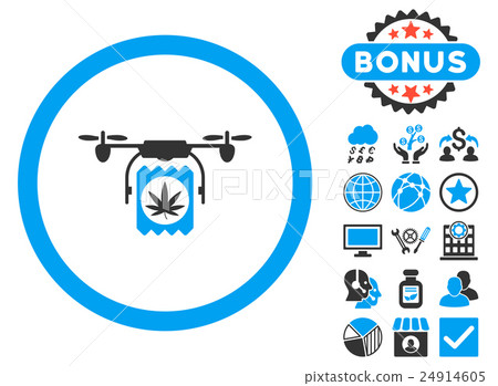 Drugs Drone Delivery Flat Vector Icon with Bonus 24914605