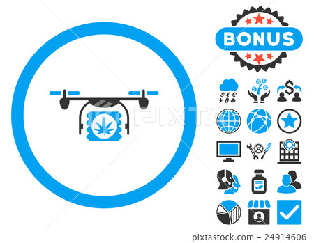 Drugs Drone Shipment Flat Vector Icon with Bonus 24914606