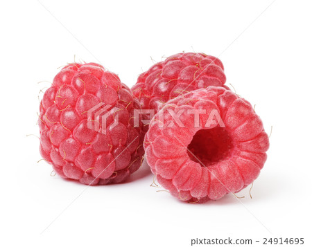 ripe red raspberries isolated on white 24914695