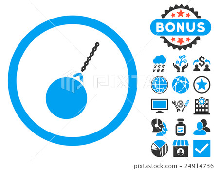 Destruction Hammer Flat Vector Icon with Bonus 24914736