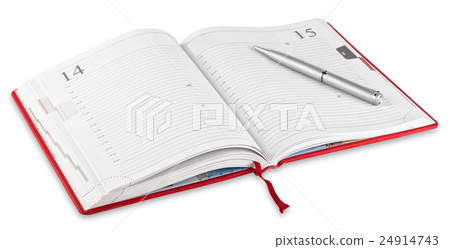 Opened red diary and pen Opened red diary and pen 24914743