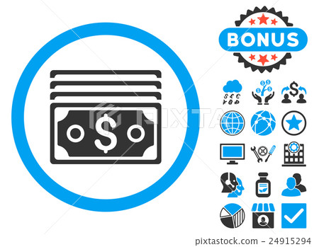 Dollar Banknotes Flat Glyph Icon with Bonus - Stock Illustration ...