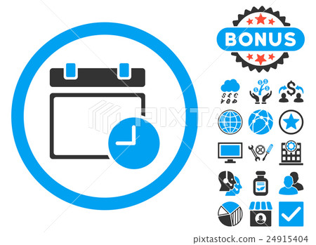 Date and Time Flat Glyph Icon with Bonus 24915404