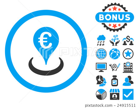 Euro Location Flat Glyph Icon with Bonus 24915511