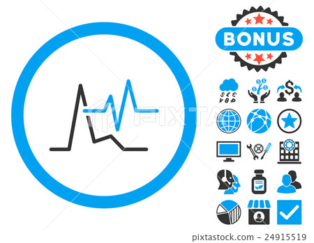 ECG Flat Glyph Icon with Bonus 24915519