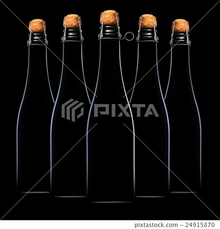 Set of beer bottles isolated on black background 24915870