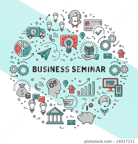 Vector business seminar design templates, line art 24917151